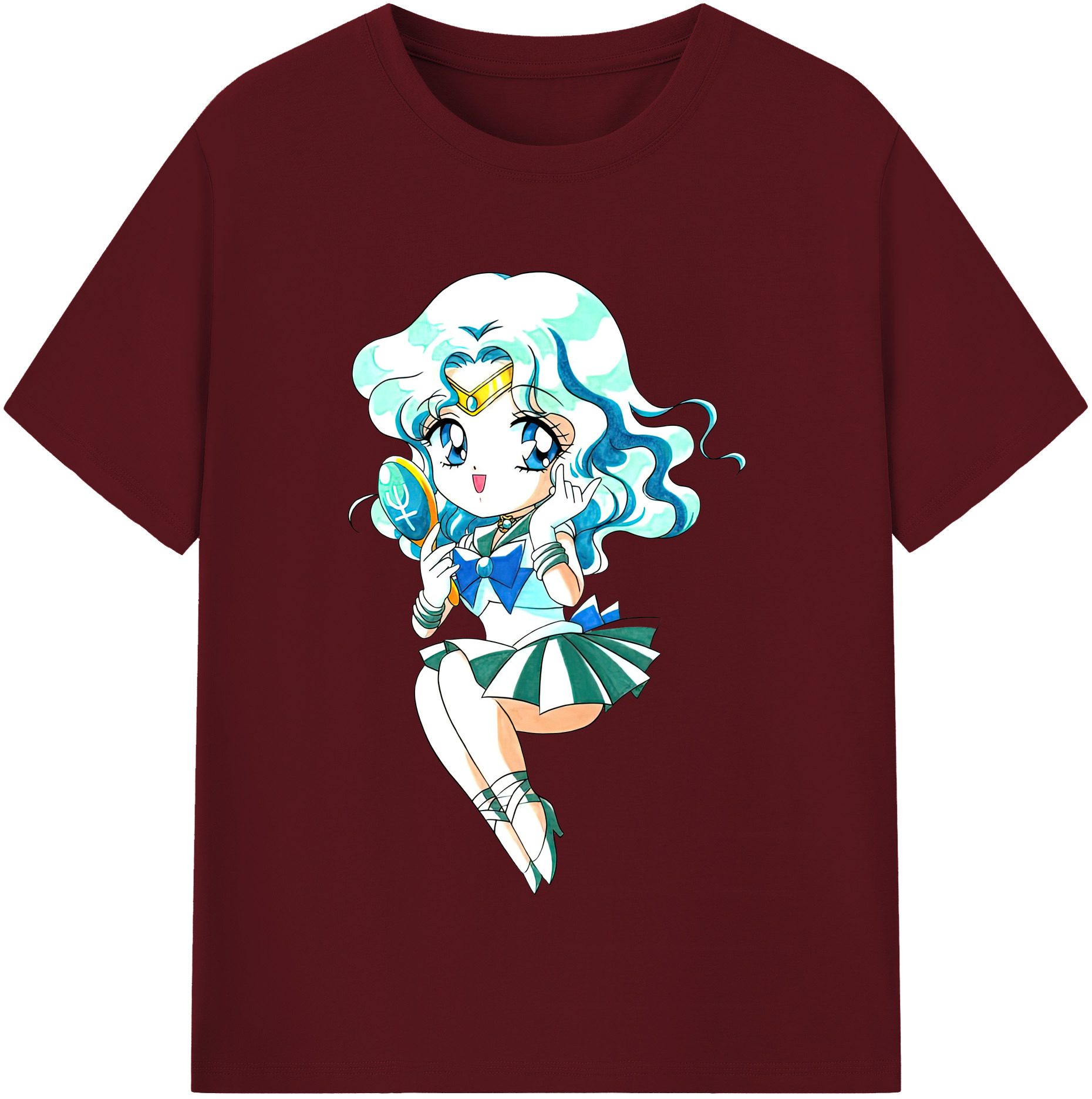 （画像用） 美少女戦士セーラームーン 海王 みちる（かいおう みちる） Sailor Moon Kaiou Michiru 綿100％半袖Tシャツ（フロントプリント）